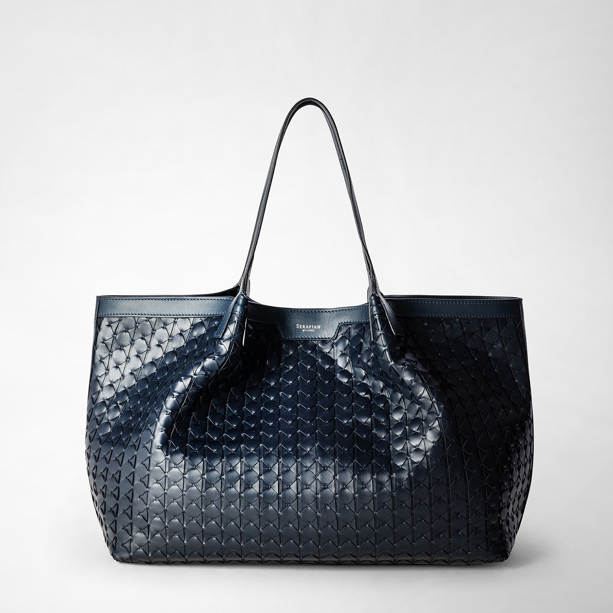 Secret tote bag in mosaico navy blue – Serapian Boutique Online
