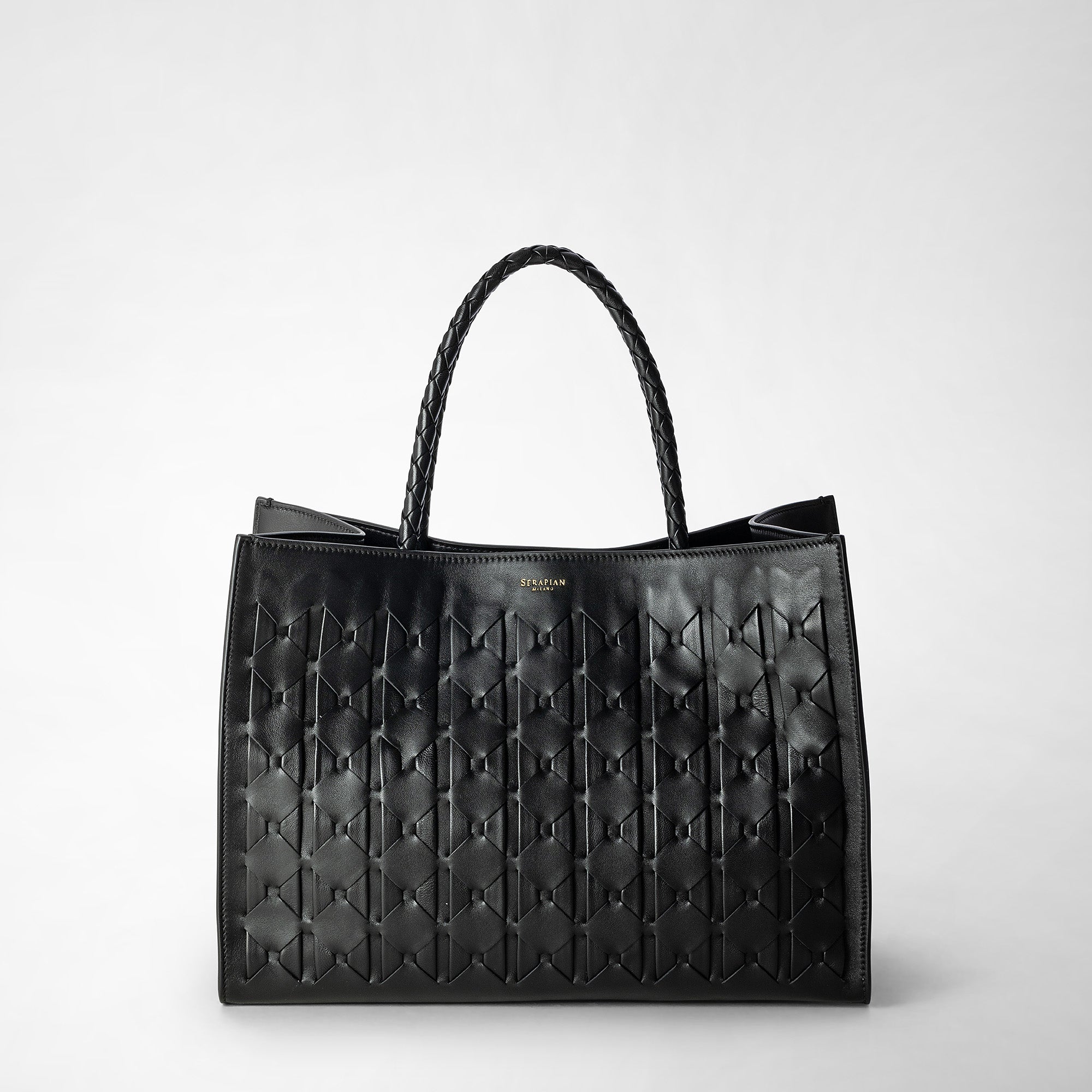Victoria Secret V-quilted Shoulder Bag Tote Crocodile Black
