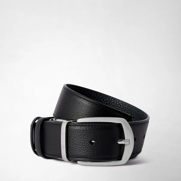 Reversible belt in cachemire leather - black/navy blue