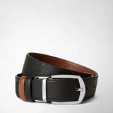 Reversible belt in cachemire leather - black/tobacco