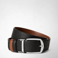 REVERSIBLE BELT IN CACHEMIRE LEATHER Black/Tobacco