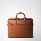 Large briefcase in cachemire leather - tobacco