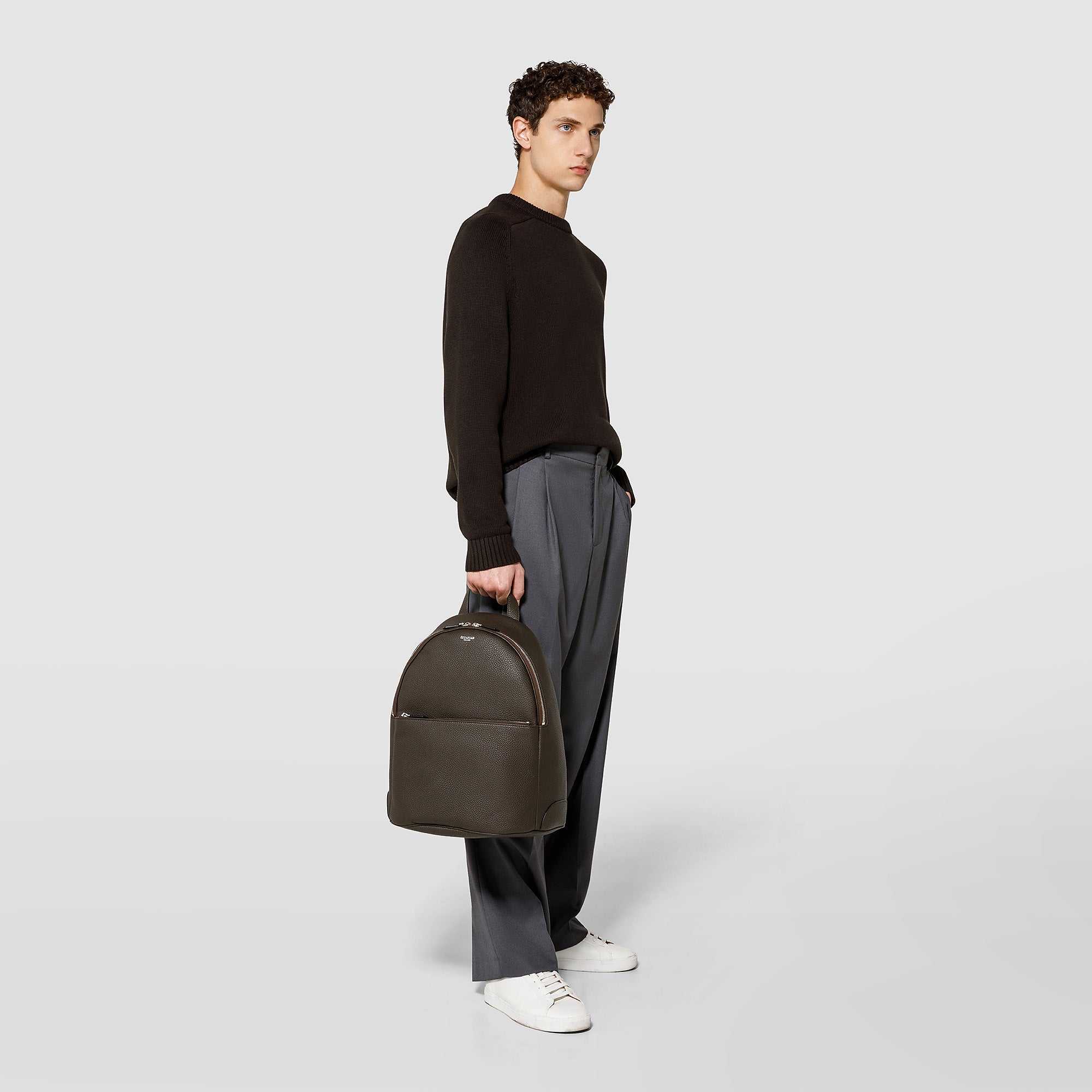 Backpack in cachemire leather espresso – Serapian Boutique Online