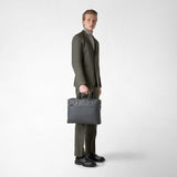 Slim briefcase in cachemire leather - navy blue