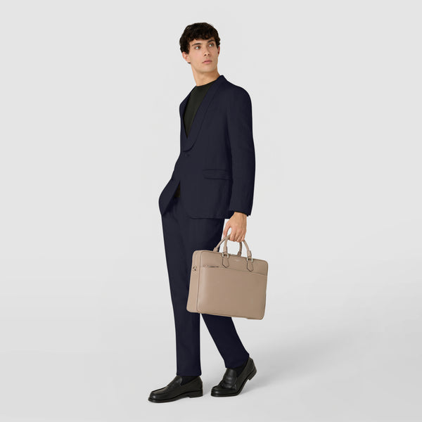 Borsa business slim in pelle cachemire - sahara