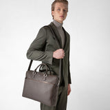 Slim briefcase in cachemire leather - espresso