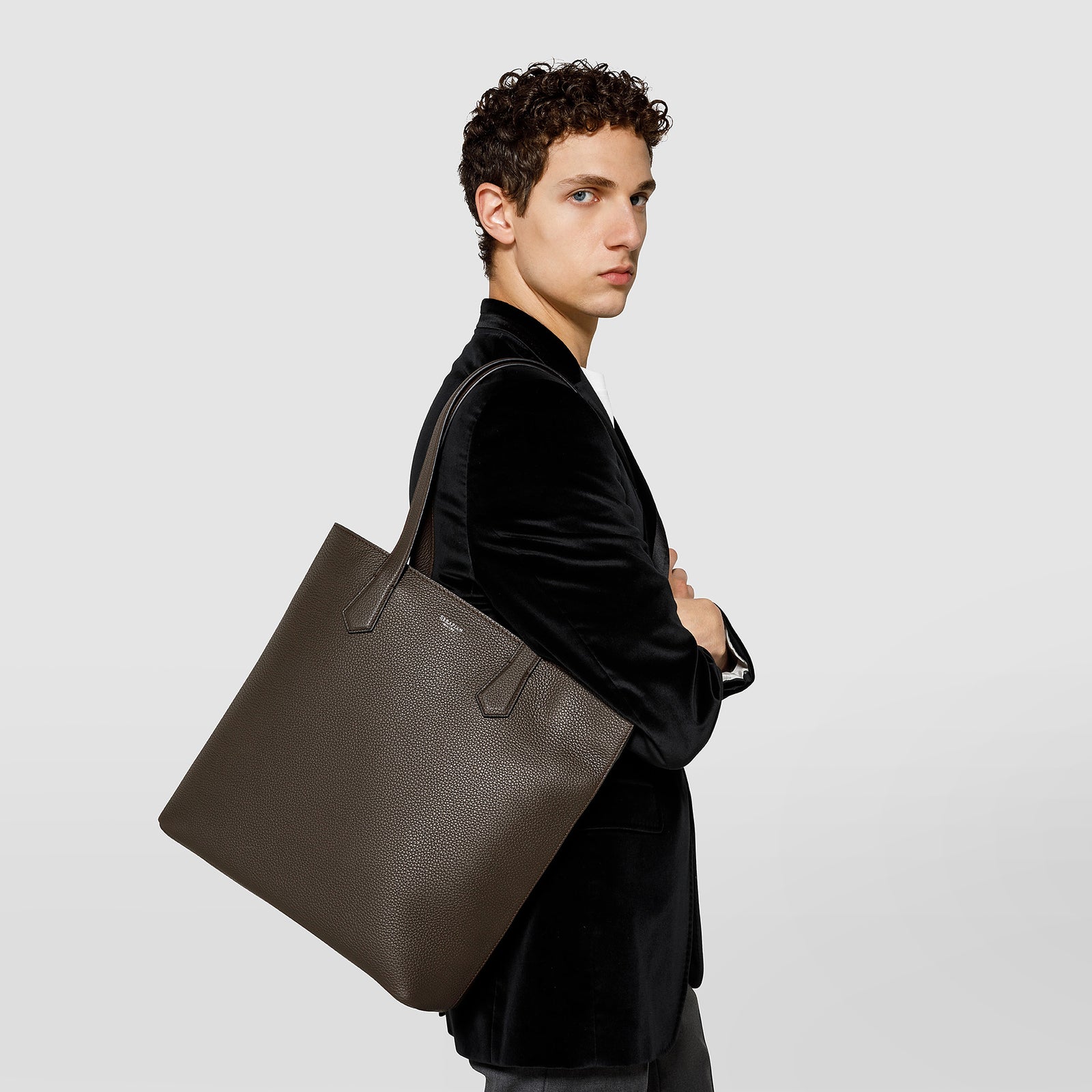 Day tote bag in cachemire leather espresso – Serapian Boutique Online