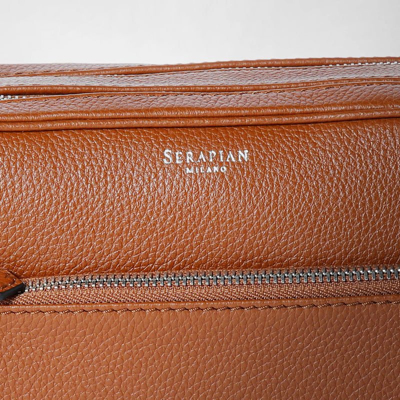 Double zip washbag in cachemire leather - tobacco