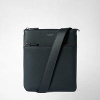 FLAT MESSENGER IN CACHEMIRE LEATHER Navy Blue