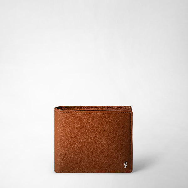 8-card billfold wallet in cachemire leather - tobacco