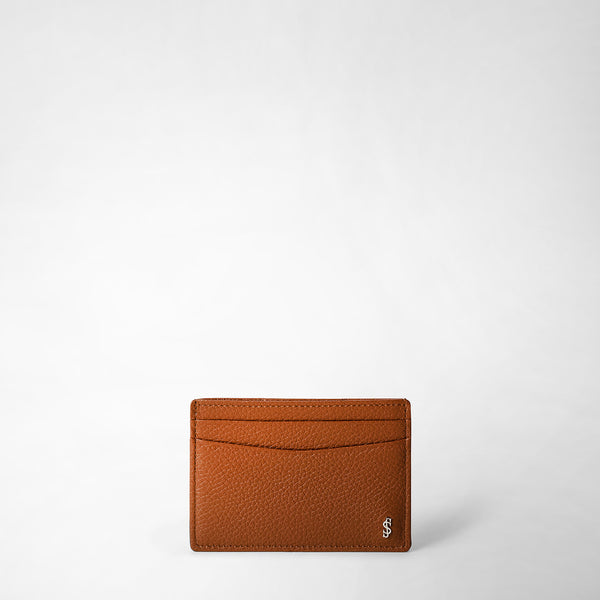 4-card holder in cachemire leather - tobacco