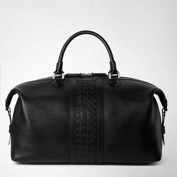 Travel bag in cachemire leather and mosaico - black