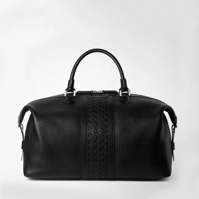 Travel bag in cachemire leather and mosaico - black