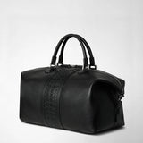 Travel bag in cachemire leather and mosaico - black