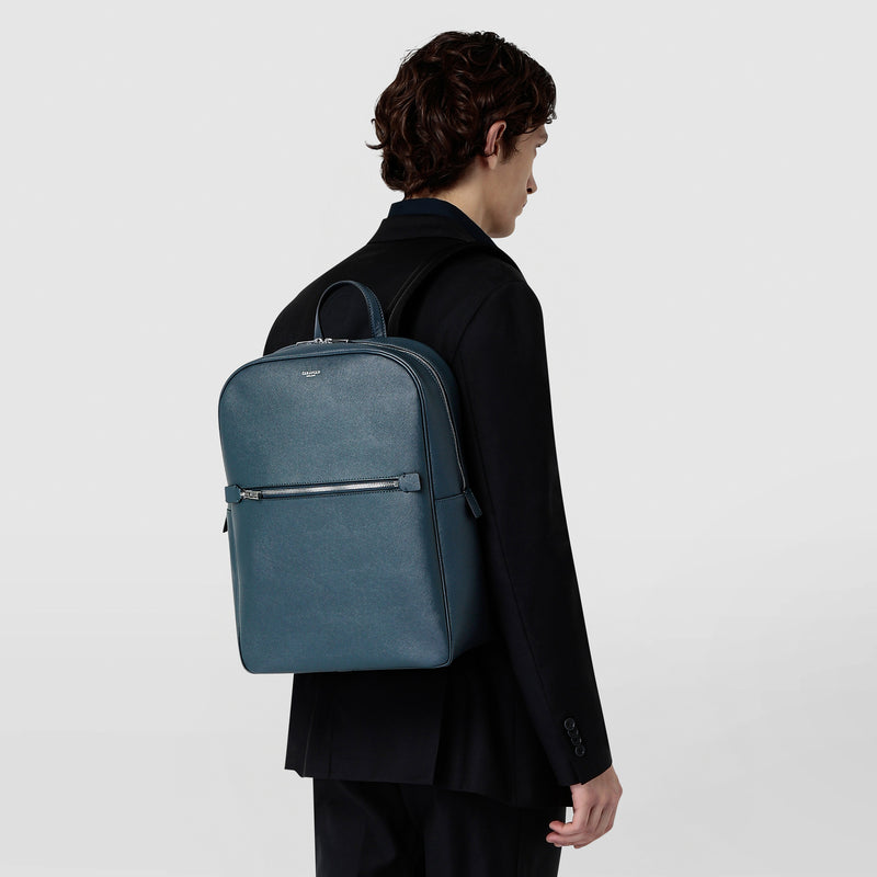 Sac à dos en cuir evoluzione - denim blue