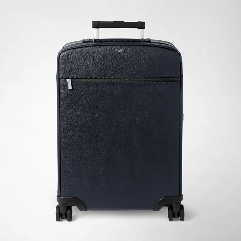 Cabin trolley in evoluzione leather - navy blue