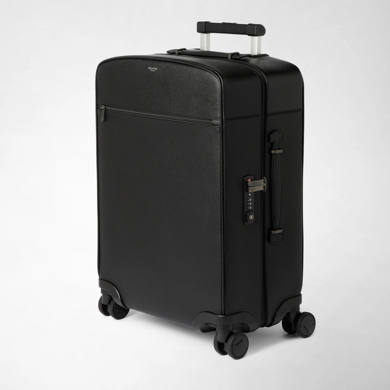 Valise cabine en cuir evoluzione - black eclipse