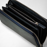 Zip-around wallet in evoluzione leather - navy blue