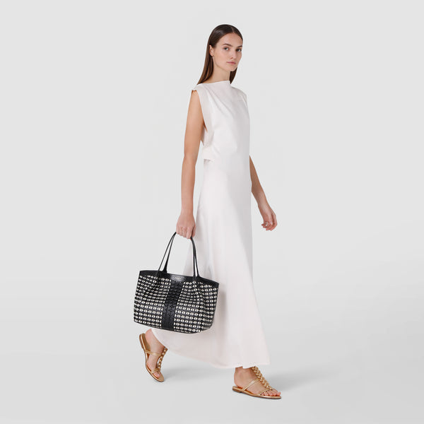 Sac cabas secret small en mosaico et elaphe - black/off white