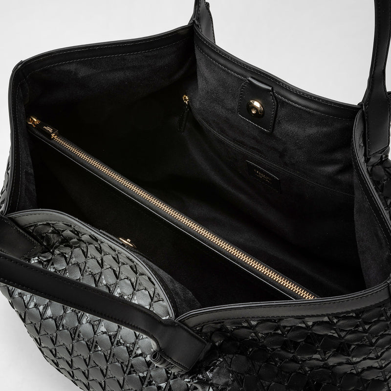 Secret tote bag in mosaico and elaphe black – Serapian Boutique Online