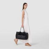 Secret tote bag in mosaico and elaphe - black