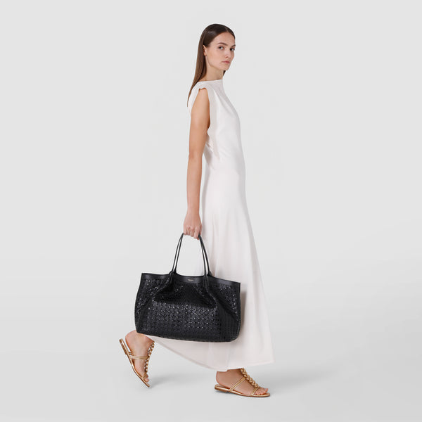 Sac cabas secret en mosaico et elaphe - black