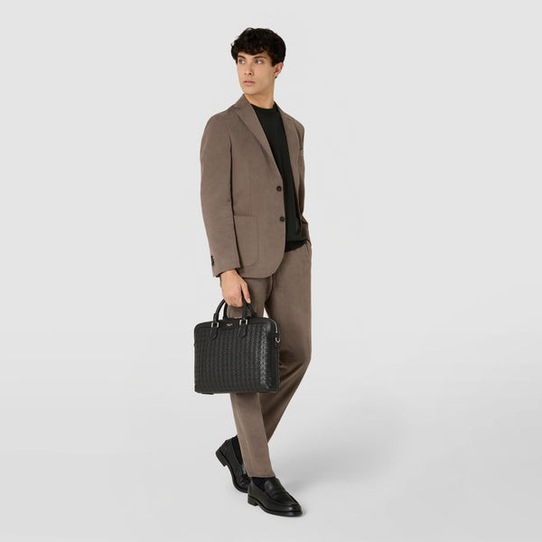 Extra slim briefcase in mosaico - black