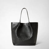 Vertical secret tote bag in mosaico - black