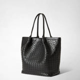 Vertical secret tote bag in mosaico - black