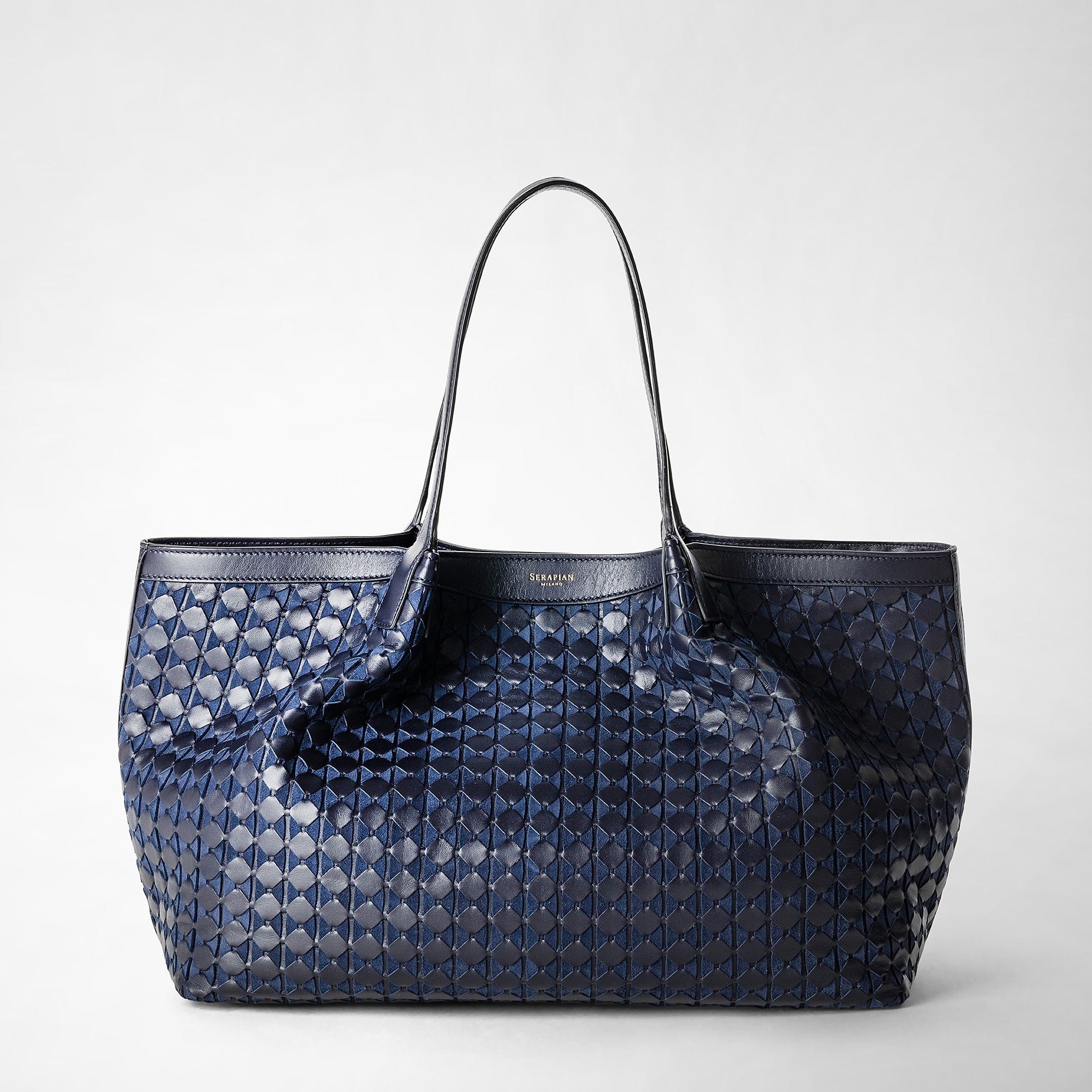 Secret tote bag in mosaico midnight blue – Serapian Boutique Online