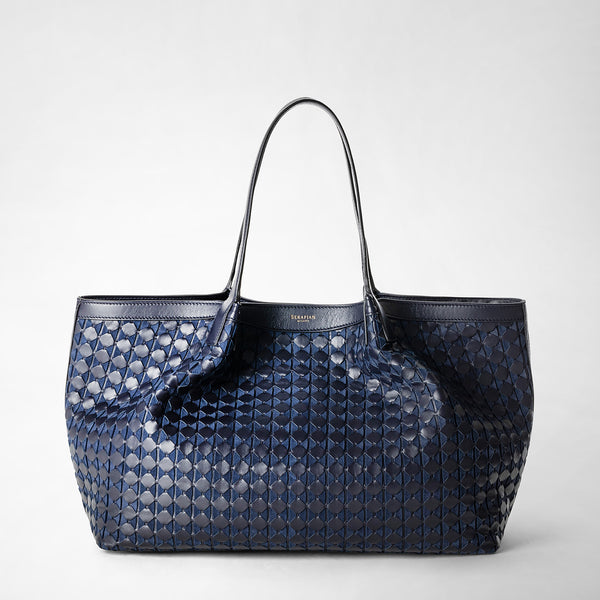 Secret tote bag in mosaico midnight blue – Serapian Boutique Online