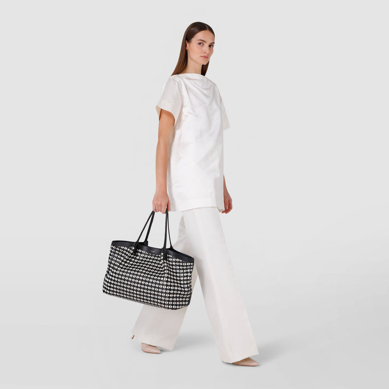 Secret tote bag in mosaico - black/off-white