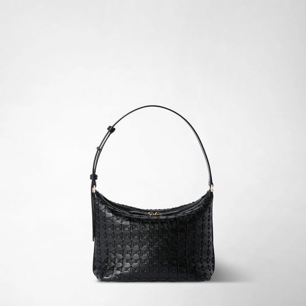 Small anì shoulder bag in mosaico - black