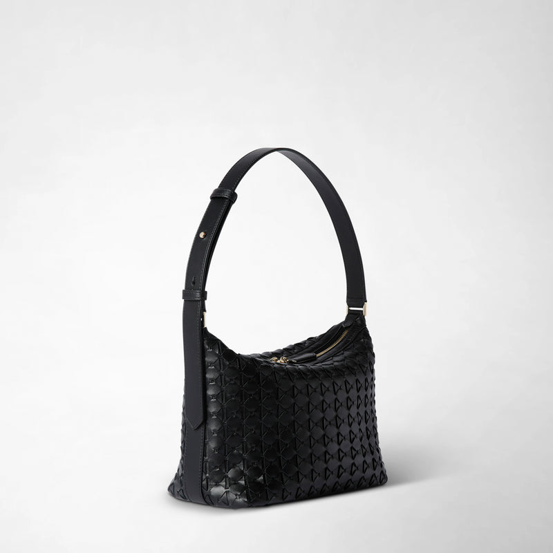 Small anì shoulder bag in mosaico - black