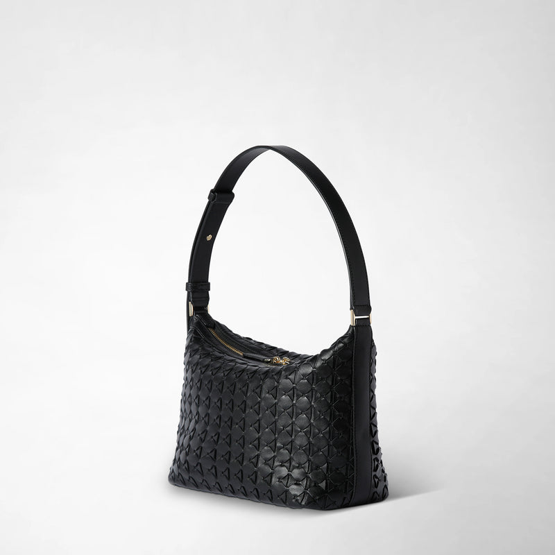 Small anì shoulder bag in mosaico - black