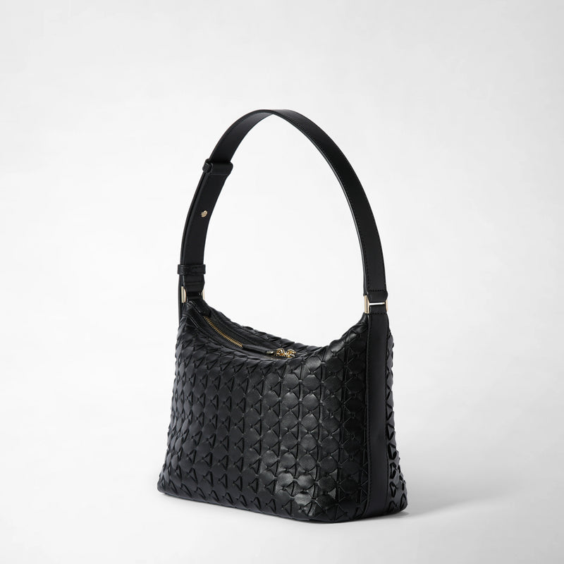 Small anì shoulder bag in mosaico - black