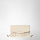 Clutch with chain in mosaico - off-white