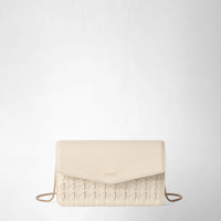 CLUTCH WITH CHAIN IN MOSAICO Off-White