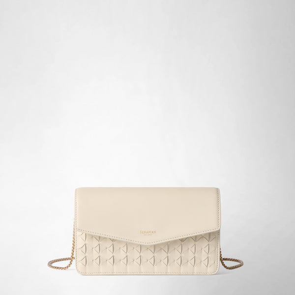 Clutch con catena in mosaico - off-white