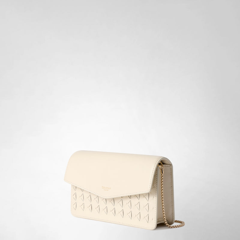 Clutch with chain in mosaico - off-white