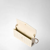 Clutch with chain in mosaico - off-white