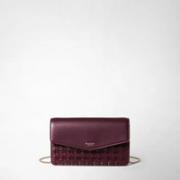 CLUTCH WITH CHAIN IN MOSAICO Dark Plum