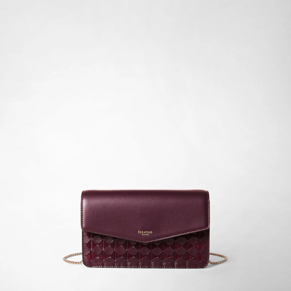 Clutch con catena in mosaico - dark plum