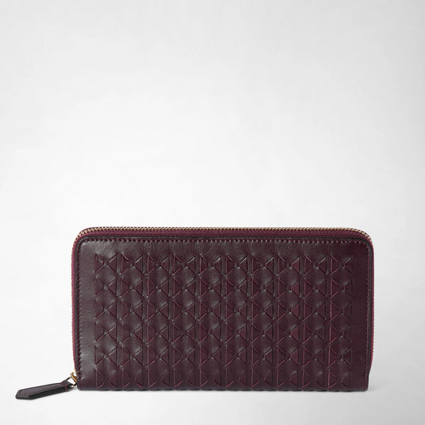 Portafoglio con zip in mosaico  - dark plum