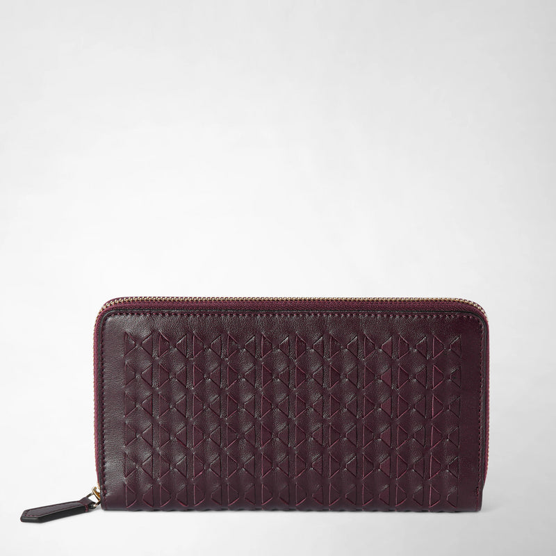 Zip-around wallet in mosaico - dark plum