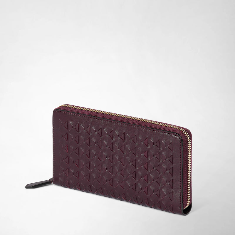 Zip-around wallet in mosaico - dark plum