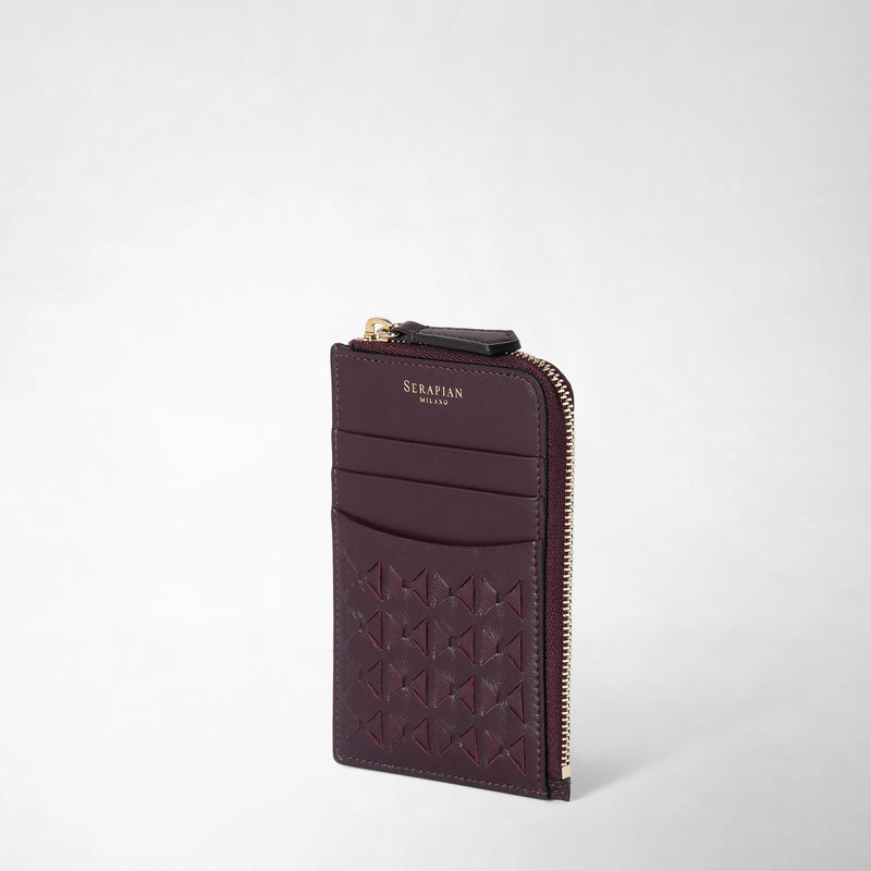 Porte-cartes zippé en mosaico - dark plum