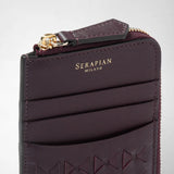 Portacarte con zip in mosaico - dark plum