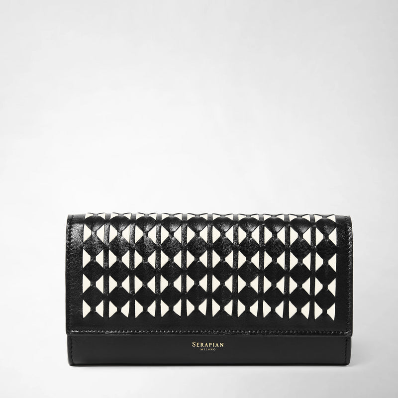 Continental wallet in mosaico - black/off white