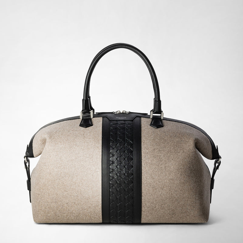 Travel bag in wool and mosaico - beige/black